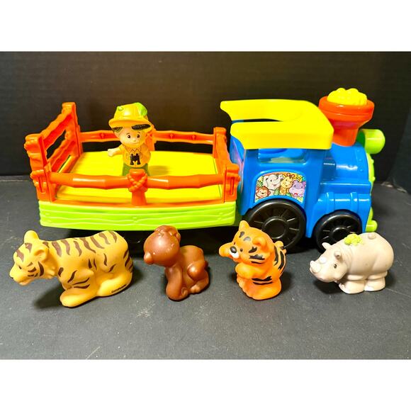 Fisher Price Little People Zoo Train Set #1 Sounds driver 4 animals works - Picture 3 of 3